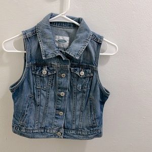 Old Navy Light Distressed Jean Jacket Vest Size XS